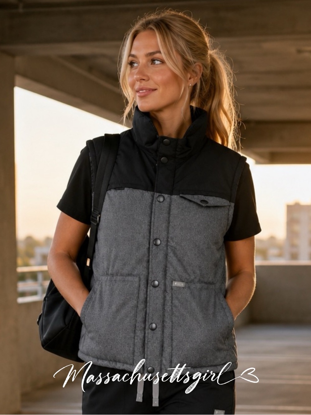 FIGS Insulated Utility Quilted Puffer Vest Size Small